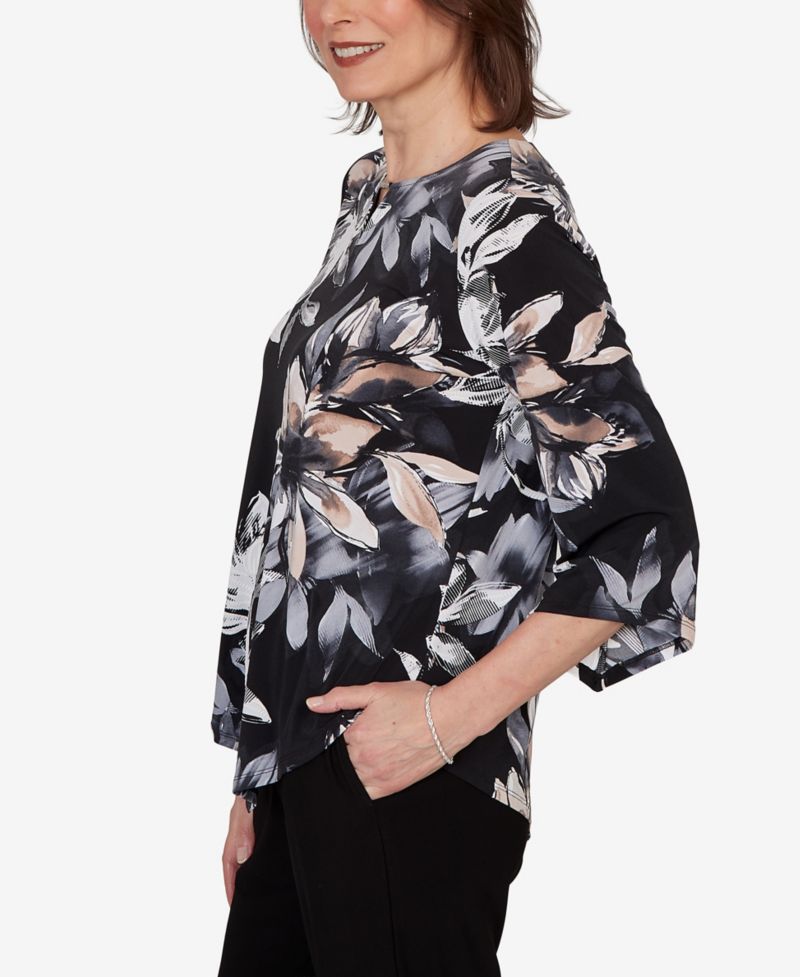 Petite Watercolor Floral Printed Top