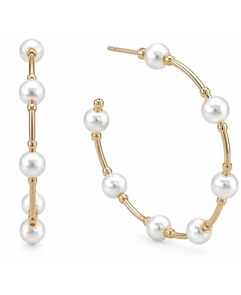 Imitation Pearl C Hoop Earring