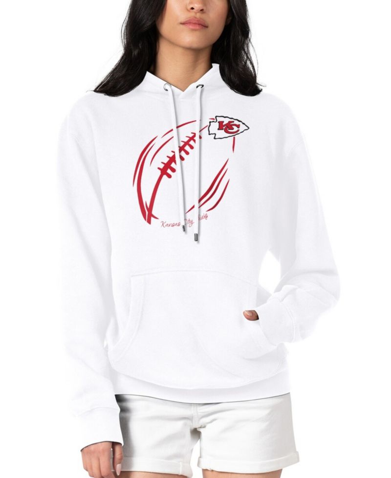 Women's White Kansas City Chiefs Football Logo Fleece Tri-Blend Pullover Hoodie