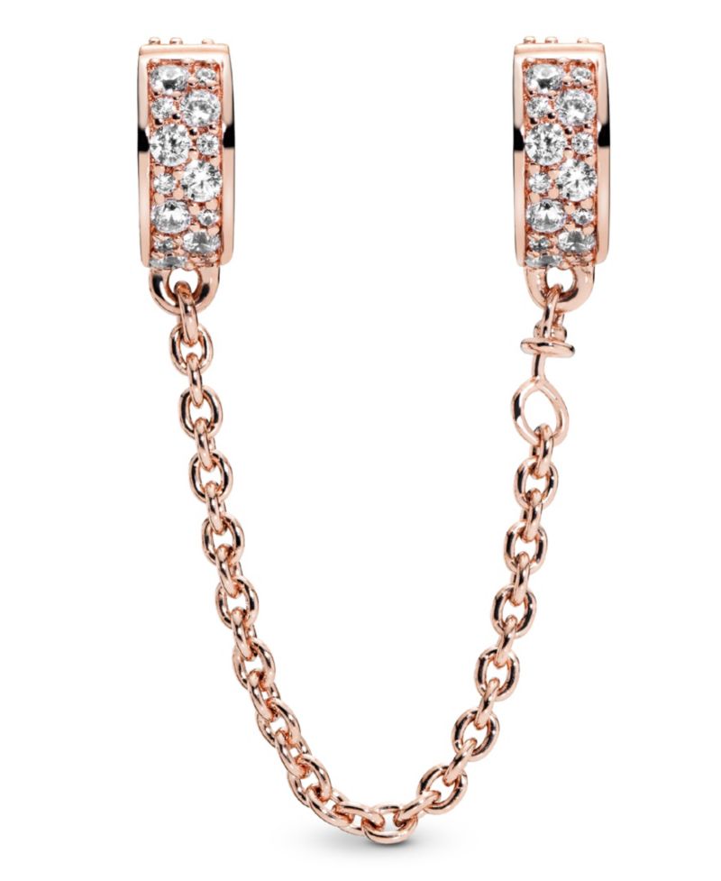 Sterling Silver Clear Pave Safety Chain Clip Charm