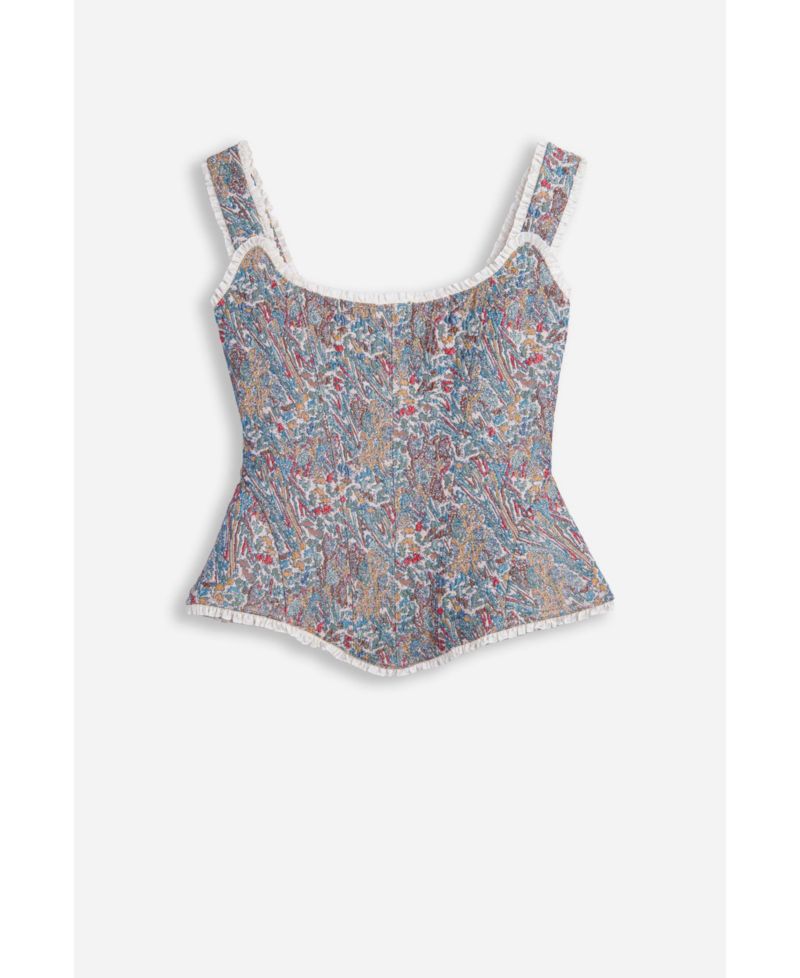 Women's Square Neck Sleeveless Piped Bustier Top