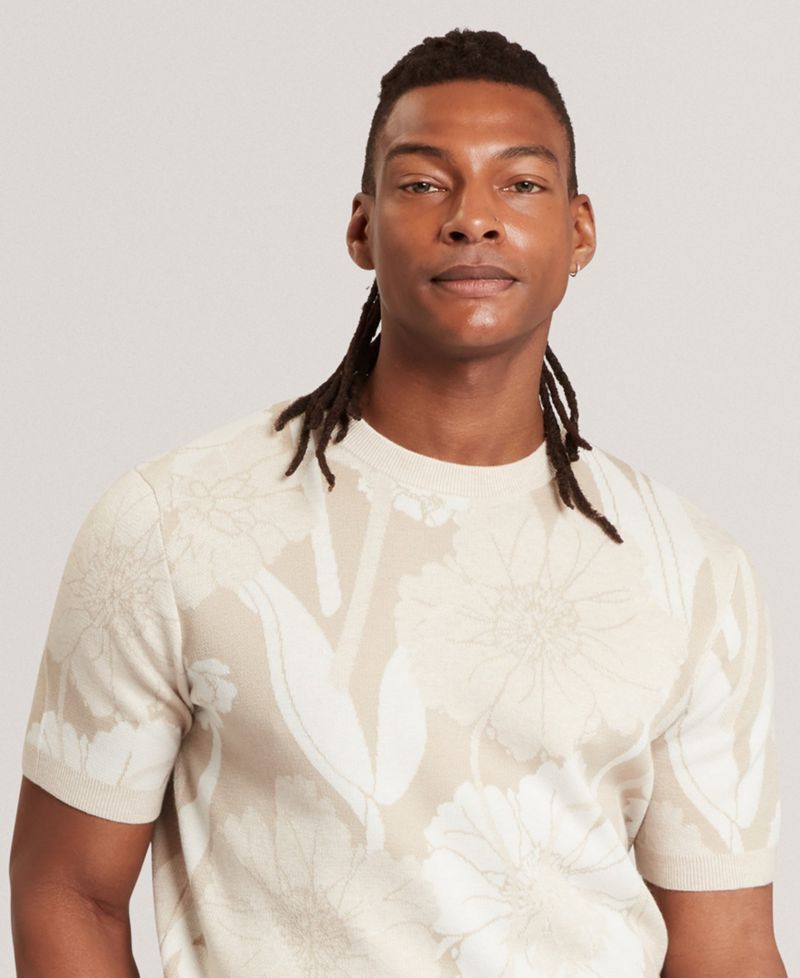 Men's Jacquard Floral Print Short-Sleeve T-Shirt