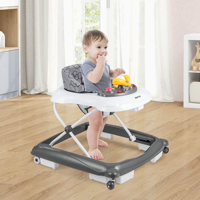 Foldable Baby Walker with 3 Adjustable Heights Comfy Padded Seat