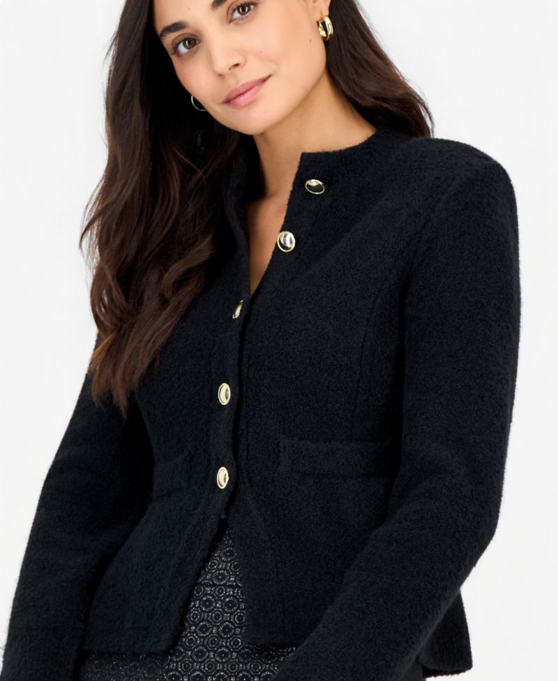 Petite Peplum Crewneck Cardigan