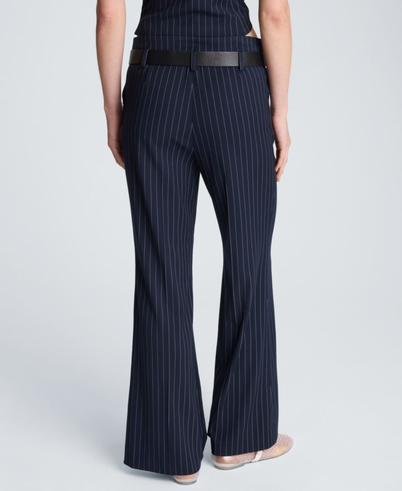 Women's Pinstripe Belted Flare Pants