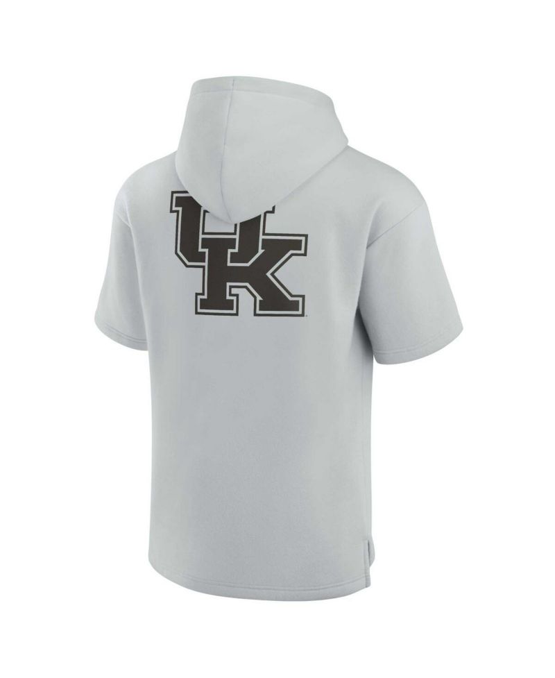 Men's and Women's Gray Kentucky Wildcats Super Soft Fleece Short Sleeve Pullover Hoodie