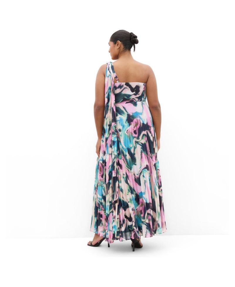 Plus Size Eloura One-Shoulder Rippled-Print A-Line Maxi Dress