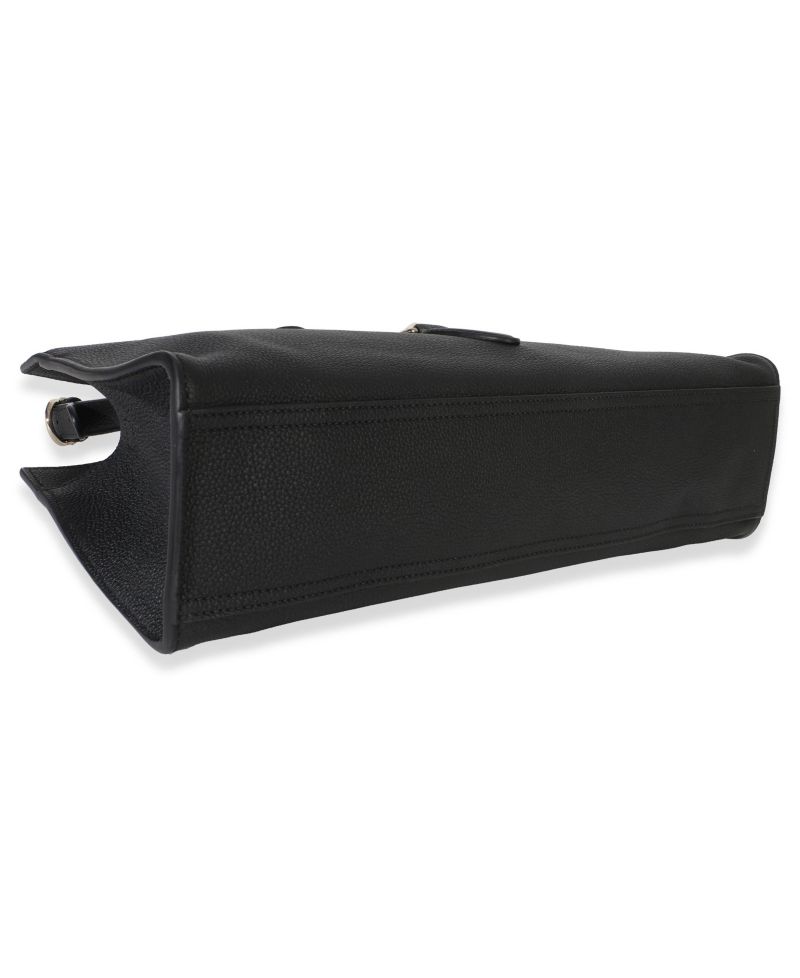 Black Pebbled Calfskin Medium Jackie Tote Bag