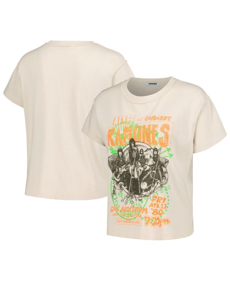 Women's White The Ramones Civic Auditorium Reverse Girlfriend T-Shirt
