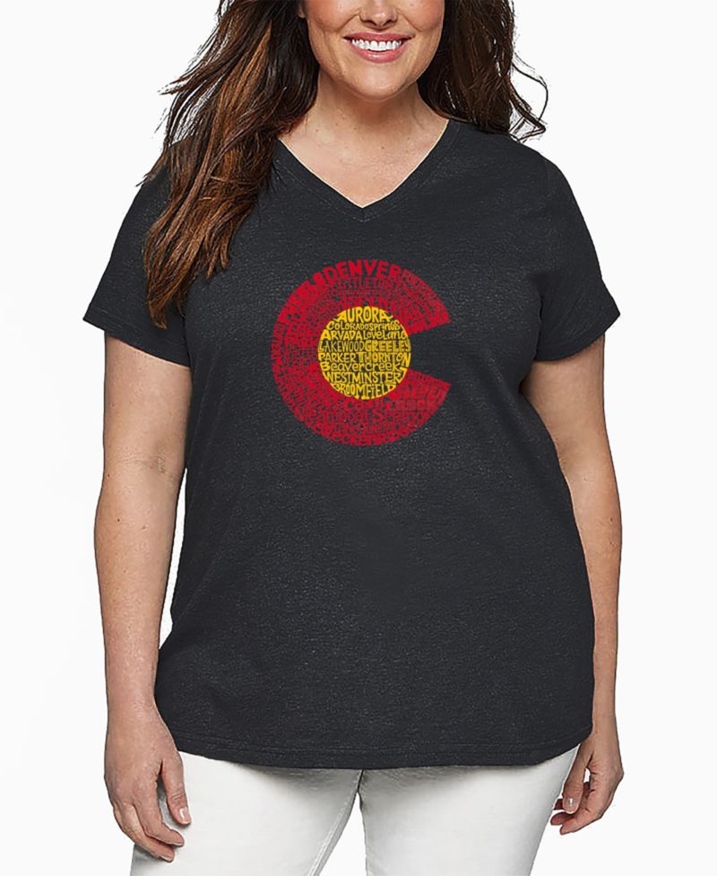 Plus Size Colorado Word Art V-Neck T-Shirt