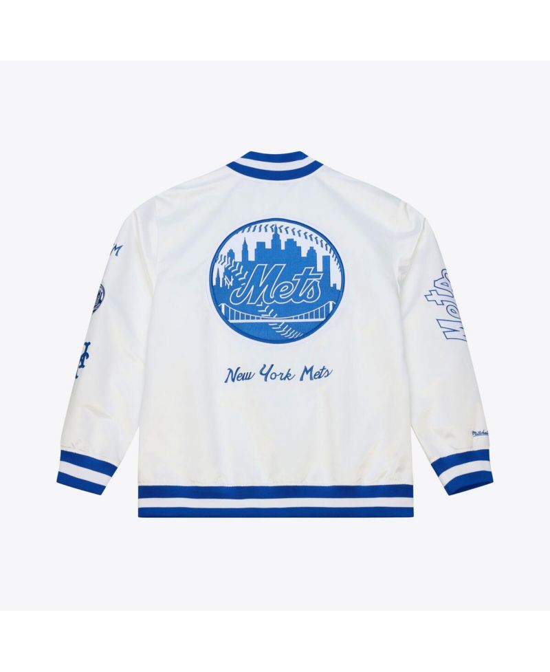 Men's White New York Mets Cooperstown Collection Arctic Lightweight Satin Full-Snap Jacket