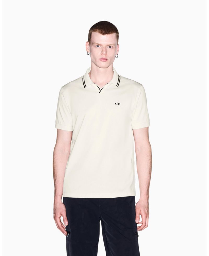 Men's Mercerized Tipping Johnny Collar Polo Shirt
