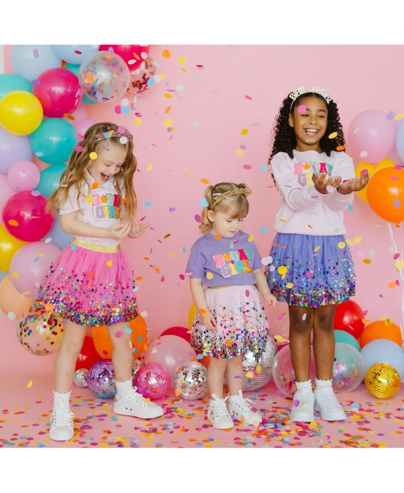 Little and Big Girls Lavender Confetti Tutu Skirt