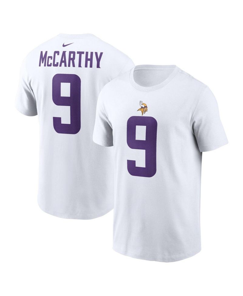 Men's J.J. McCarthy White Minnesota Vikings Player Name & Number T-Shirt