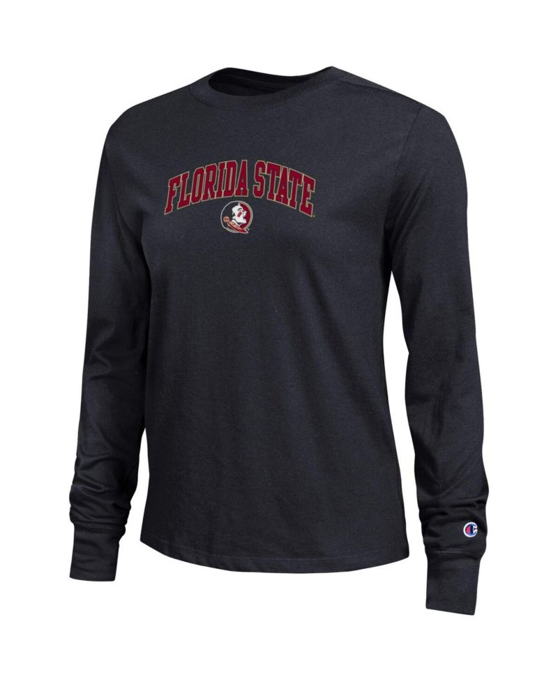 Women's Black Florida State Seminoles Arch Over Logo Long Sleeve T-Shirt