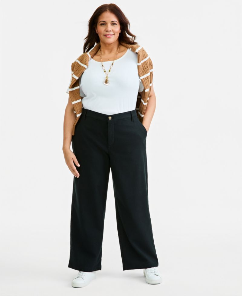 Plus High Stretch High-Rise Cropped Wide-Leg Pants