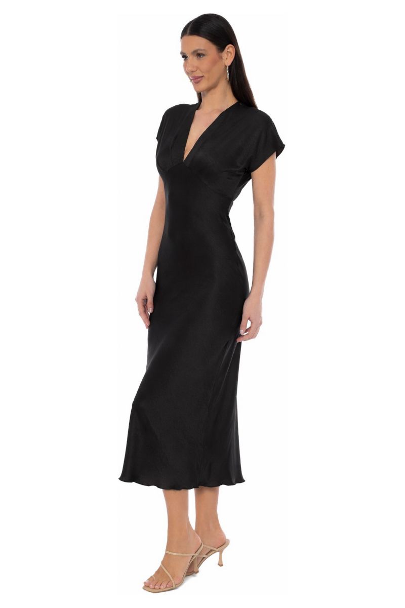 Women's Crepe Satin V-Neck Maxi Dress