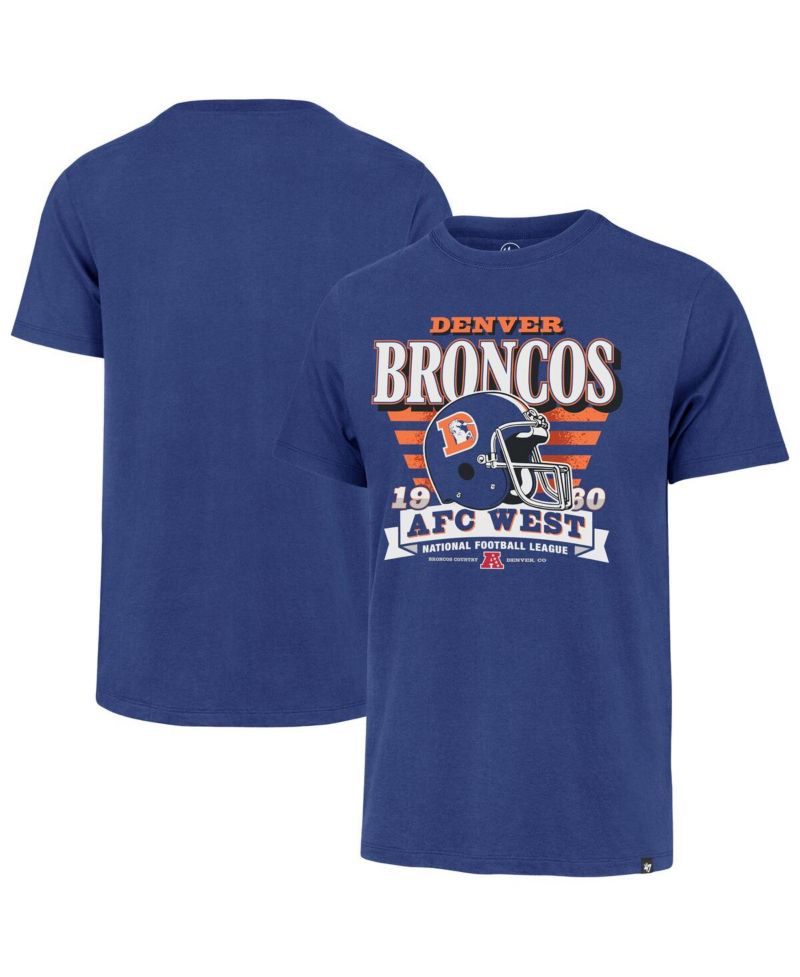 Men's Royal Denver Broncos Stripe Splash Franklin Throwback T-Shirt