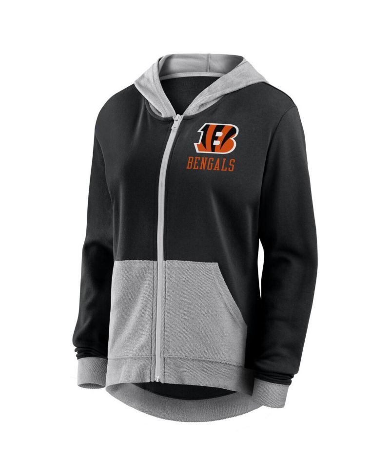 Women's Black Cincinnati Bengals Hit It French Terry Full-Zip Hoodie