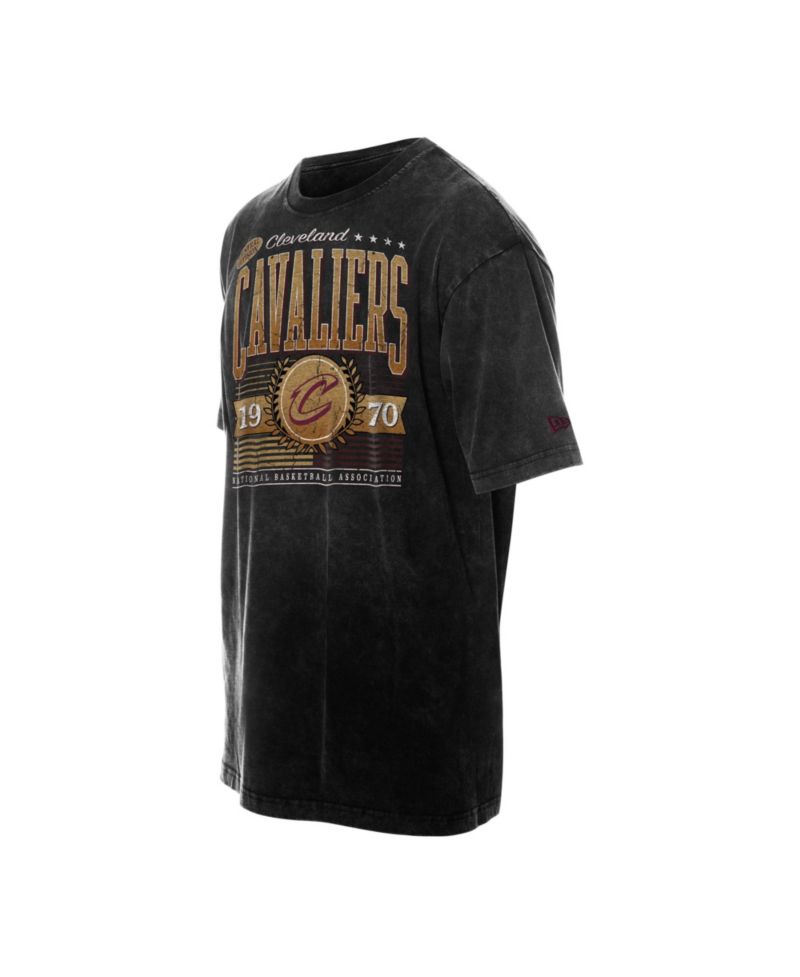 Men's Black Cleveland Cavaliers Oversized Throwback Collection Mineral Wash T-Shirt