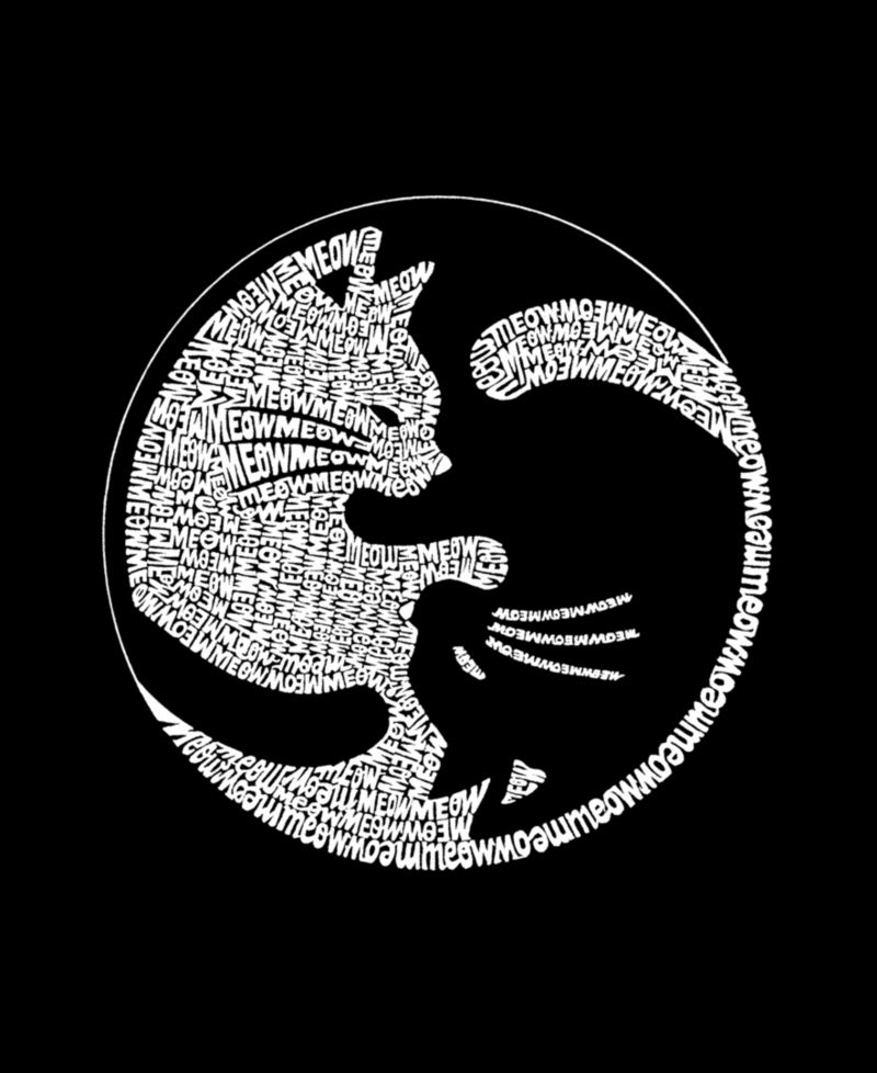 Plus Size Yin Yang Cat Word Art V-Neck T-Shirt