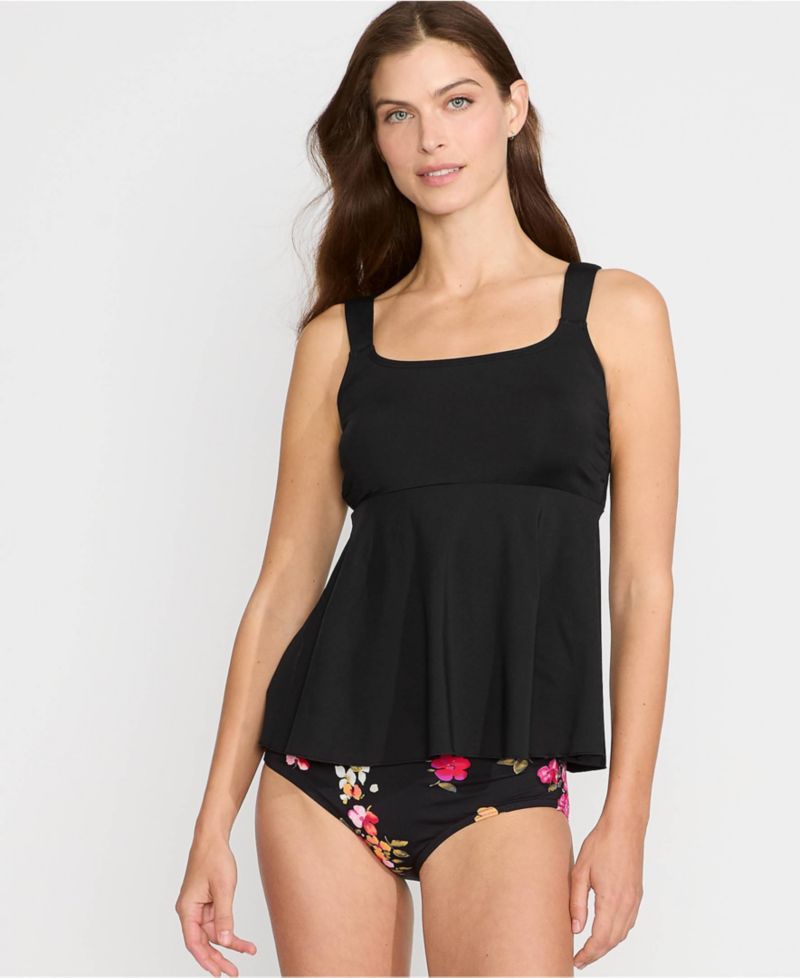 Women's DD-Cup Adjustable Scoop Neck Flutter Tankini Top