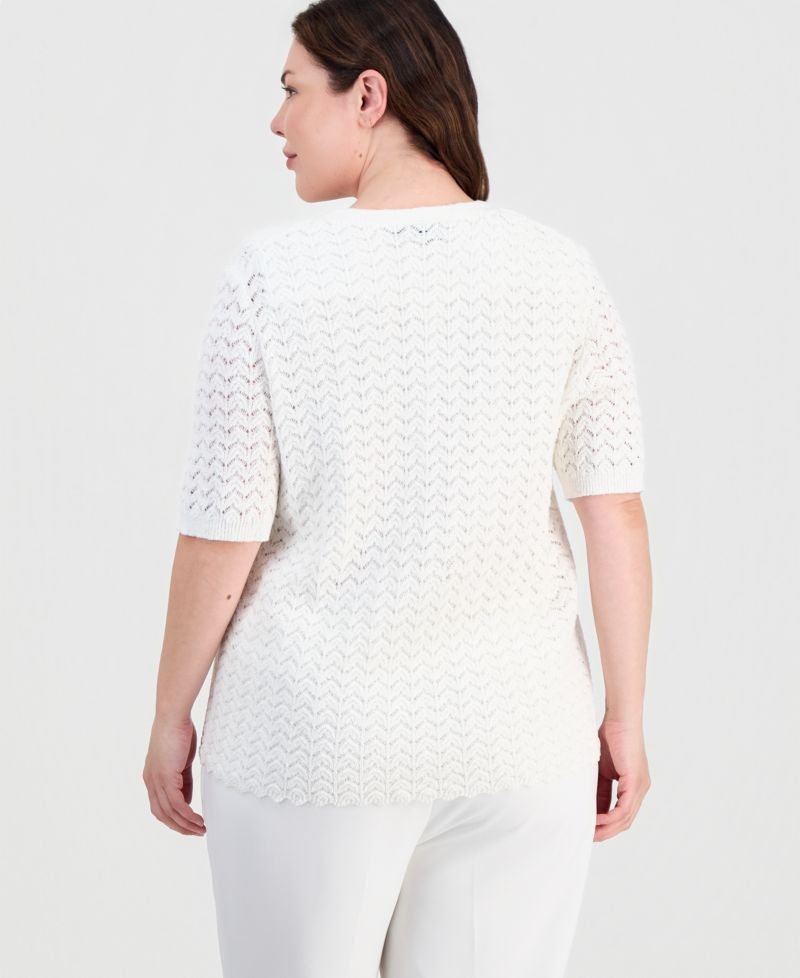 Petite V-Neck Button-Front Sweater