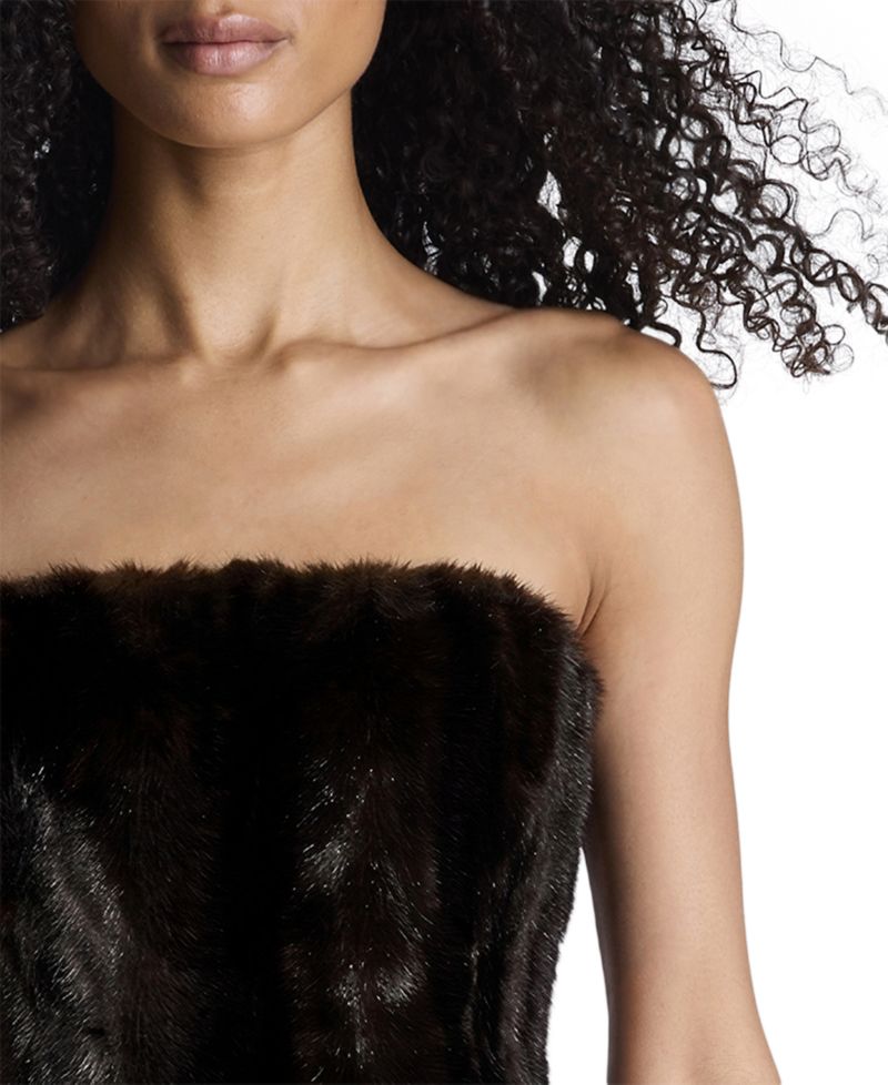 Women's Strapless Faux Fur Mini Dress
