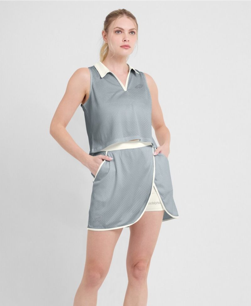 Women's Gray Philadelphia Eagles Studio Wellness V-Neck Tank Top