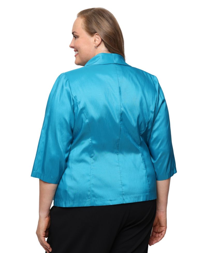 Plus Size Collar Detail Back Zipper Blouse