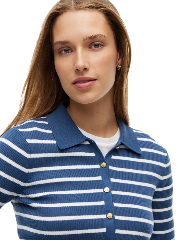 Women's Fine Gauge Polo Collar Cardigan