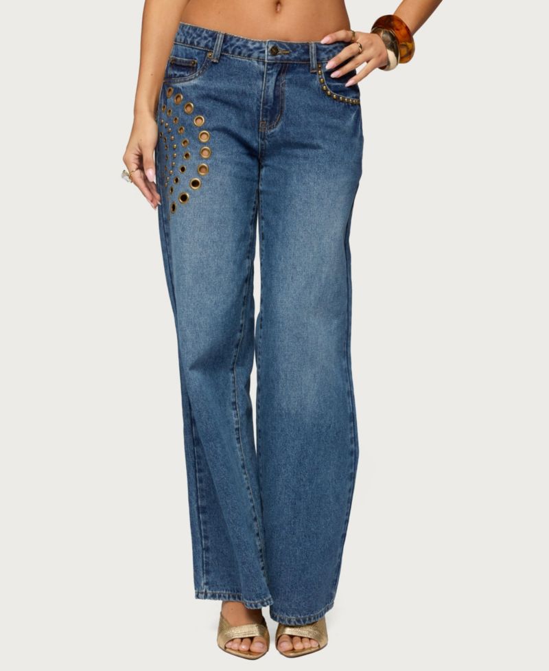 Women's Monika Stud and Grommet Low Rise Baggy Jeans