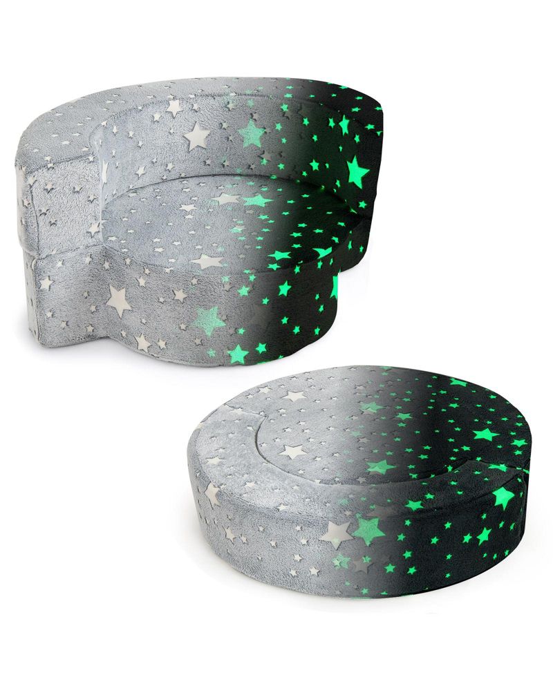 2-in-1 Toddler Convertible Sofa Chair with Glow-in-the-Dark Pattern