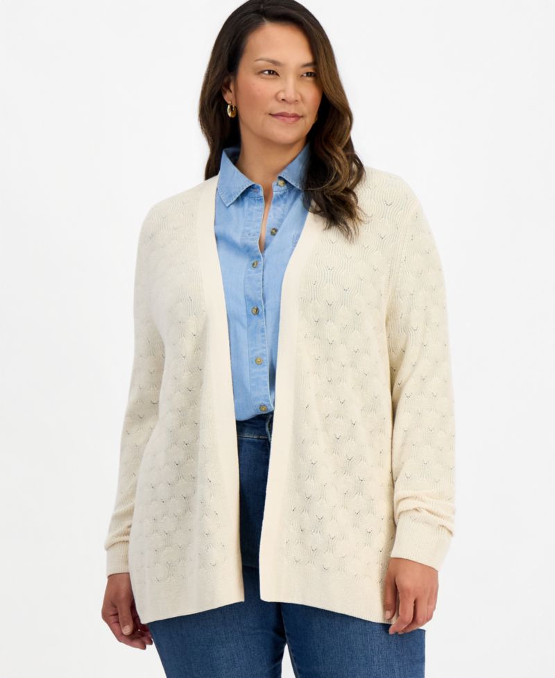 Plus Open Stitch Cardigan, Macy's Exclusive