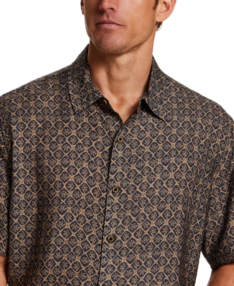Men's Short-Sleeve Petal Print Shirt