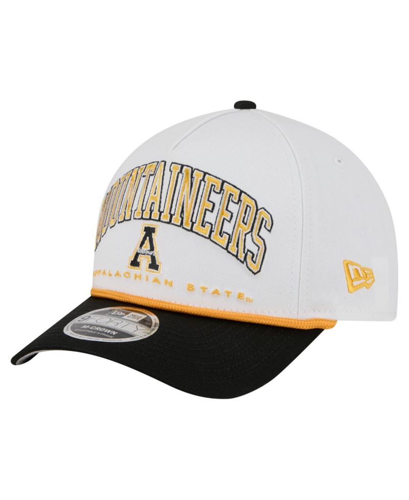 Men's White/Black Appalachian State Mountaineers Arch Two-Tone Rope 9FORTY A-Frame M-Crown Adjustable Hat