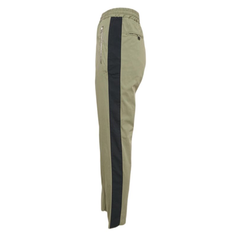 Women's Green Cotton Contrast Trimmed Pants