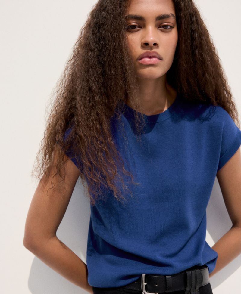 Women's Short-Sleeve Cotton Sweater