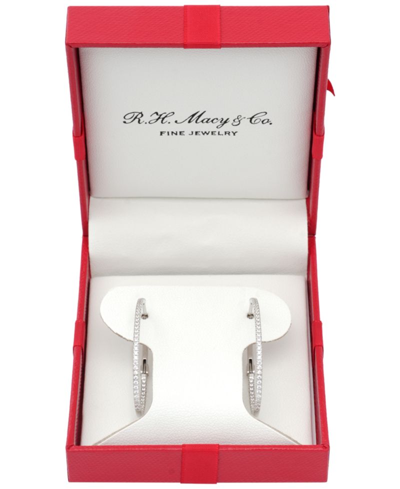 Diamond Hoop Earrings (1 ct. t.w.) in 14k White or Yellow Gold