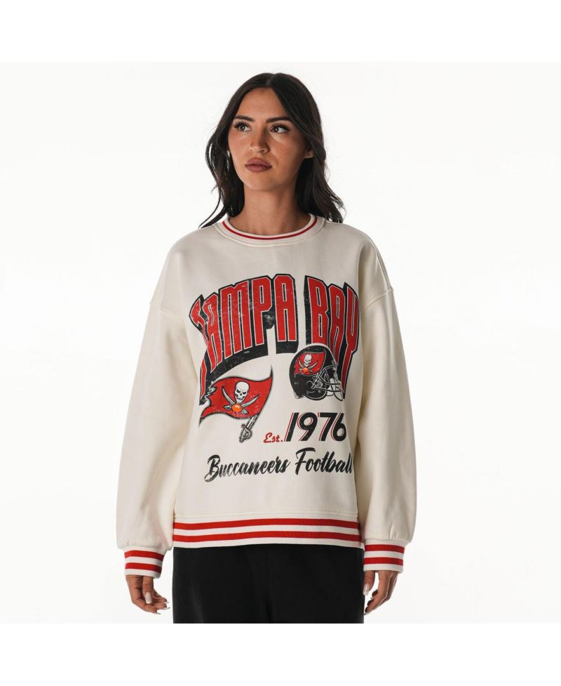 Women's Cream Tampa Bay Buccaneers Oversized Vintage French Terry Sweatshirt