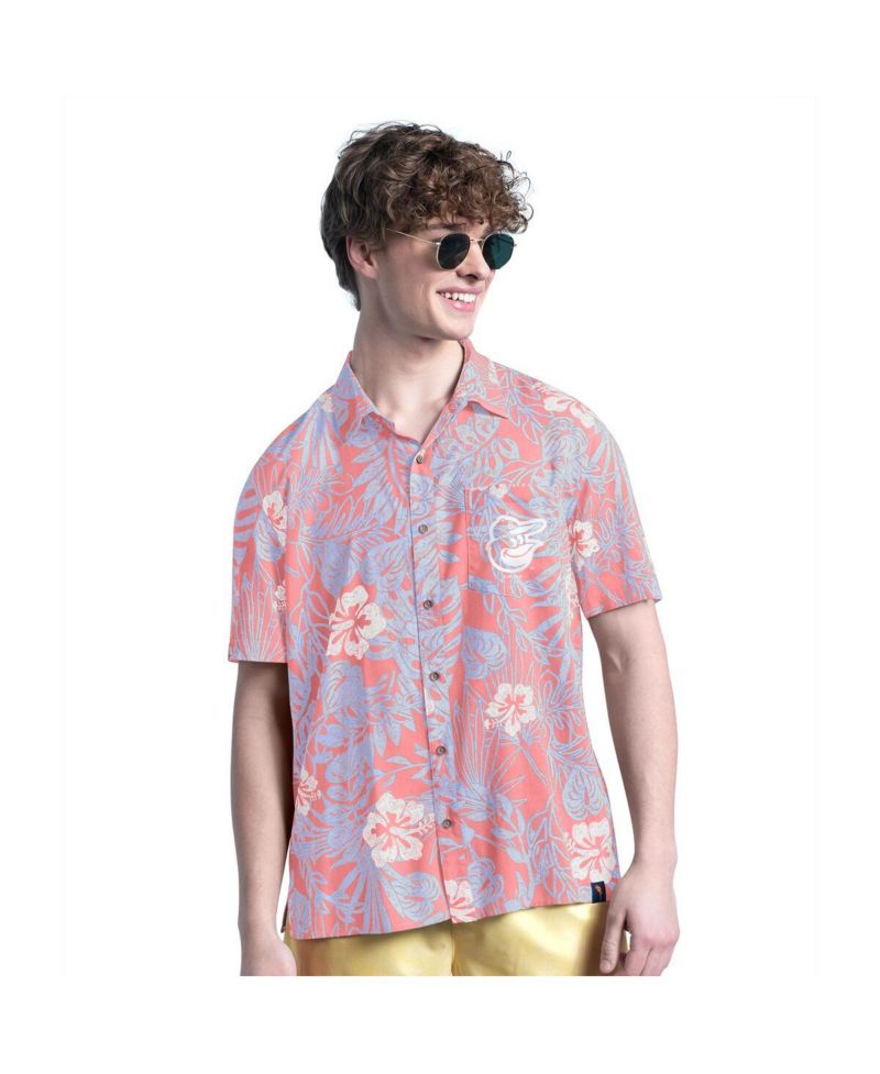 Men's Coral Baltimore Orioles Palm Shade Party Button-Up Shirt
