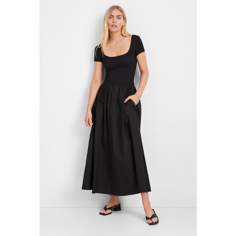Women's Sierra Fitted A-Line Midi Dress with Cotton Skirt and Pockets