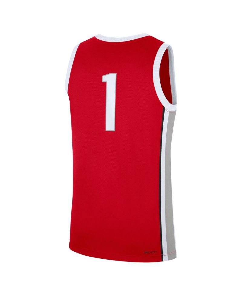 Men's 1 Scarlet Ohio State Buckeyes Road Replica Jersey