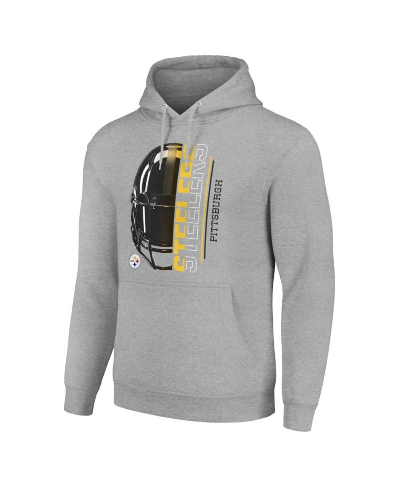 Men's and Women's Heather Gray Pittsburgh Steelers Half Helmet Logo Pullover Hoodie