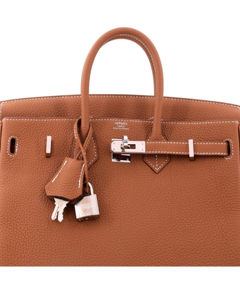 Birkin 25 Handbag Brown Togo with Palladium Hardware