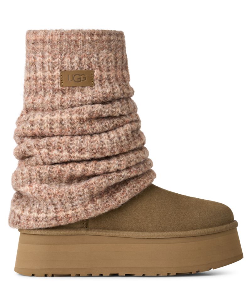 Women's Classic Mini Dipper Removable Knit Leg Warmer Suede Boots