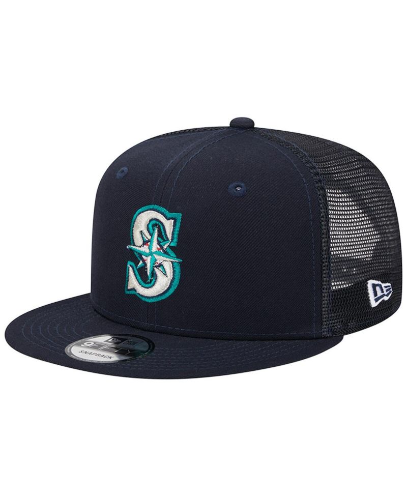 Men's Navy Seattle Mariners Team Color Trucker 9FIFTY Snapback Hat