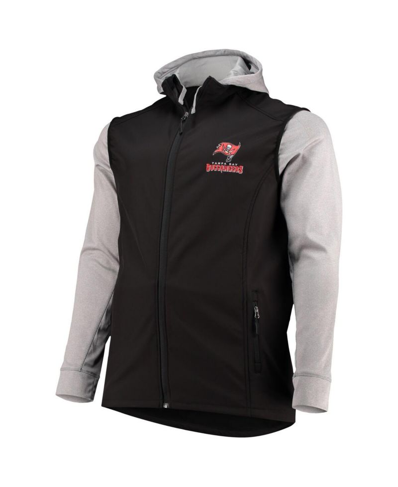 Men's Black and Gray Tampa Bay Buccaneers Big and Tall Alpha Full-Zip Hoodie Jacket