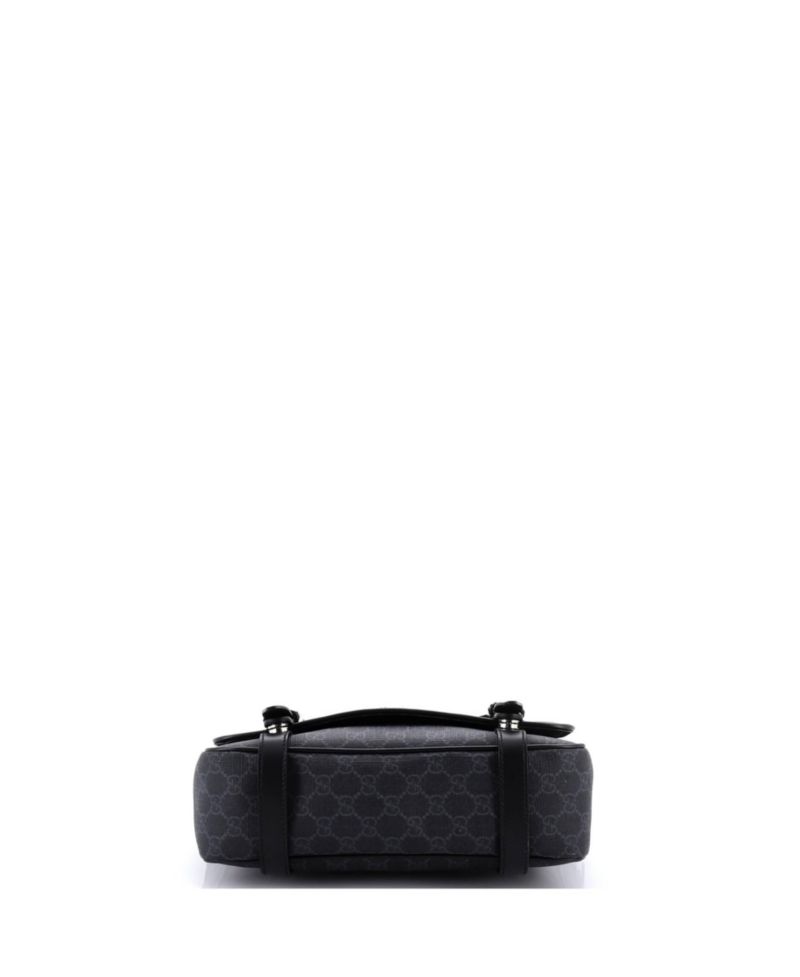 Medium Interlocking G Patch Messenger Bag GG Coated Canvas with Leather