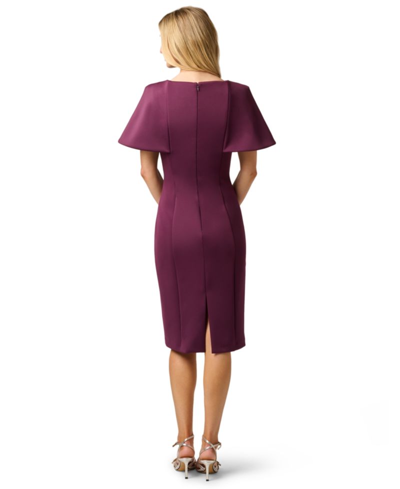 Petite Scuba Sheath Boat Neck Dress